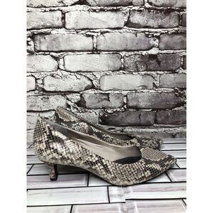 Rockport Total Motion Ivory Black Snake Skin Pointed Heels Women Sz 8.5M US/39EU
